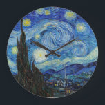 Vincent Van Gogh Starry Night Vintage Fine Art Große Wanduhr<br><div class="desc">Vincent Van Gogh Starry Night Vintage Fine Art Large Clock</div>