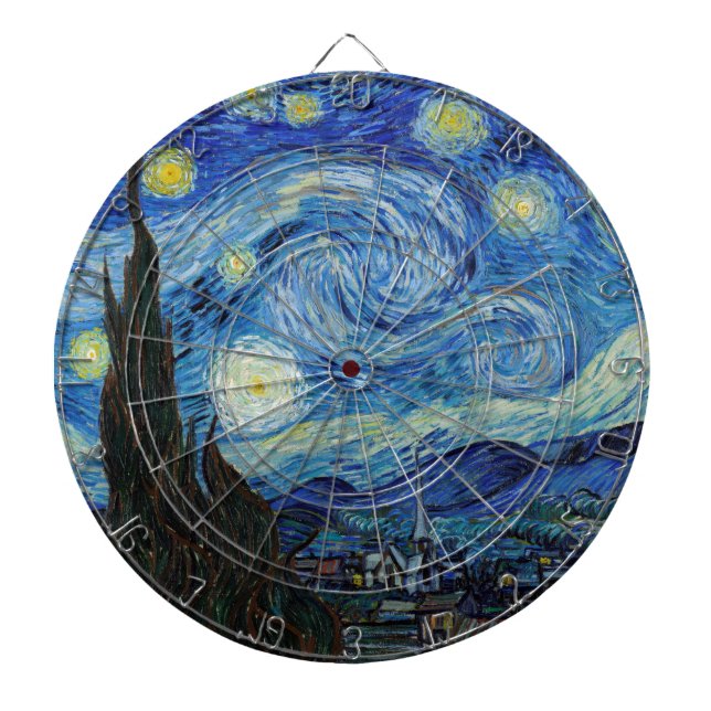Vincent Van Gogh Starry Night Vintage Kunstgeschic Dartscheibe (vorne)
