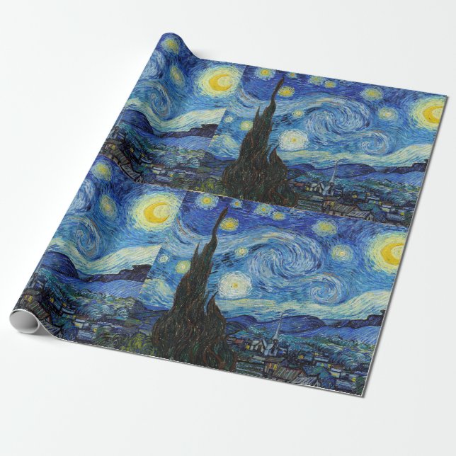 Vincent Van Gogh Starry Night Vintage Kunstgeschic Geschenkpapier (Ungerollt)