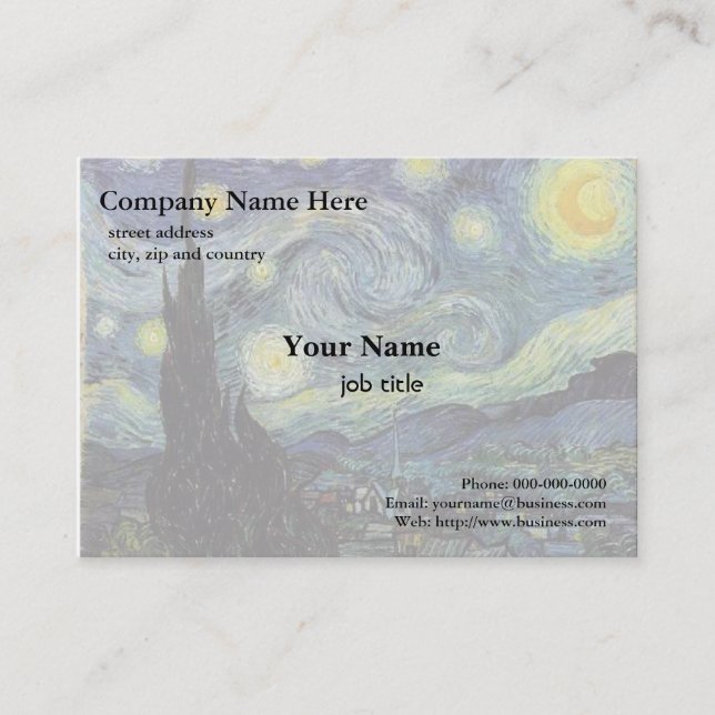 Vincent van Gogh, Starry Night Visitenkarte (Vorderseite)