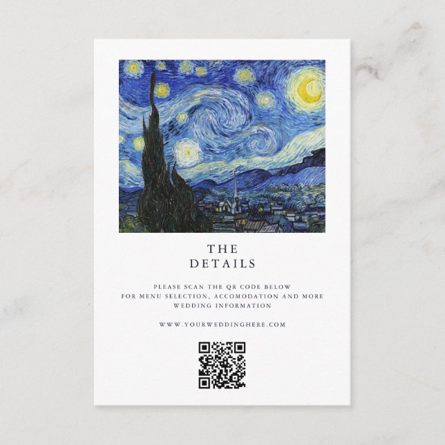 Vincent Van Gogh Starry Night Wedding Begleitkarte (Vorderseite)