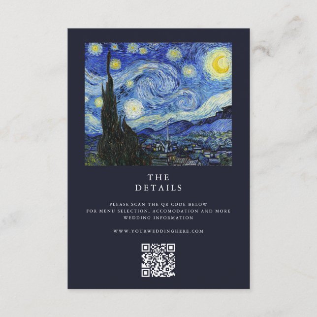 Vincent Van Gogh Starry Night Wedding Begleitkarte (Vorderseite)