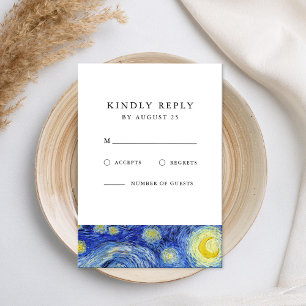 Vincent Van Gogh Starry Night Wedding RSVP Karte