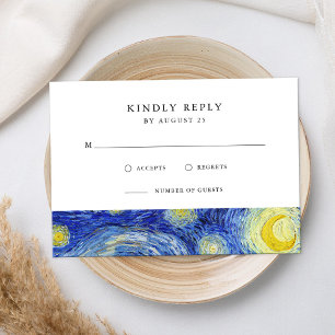Vincent Van Gogh Starry Night Wedding RSVP Karte