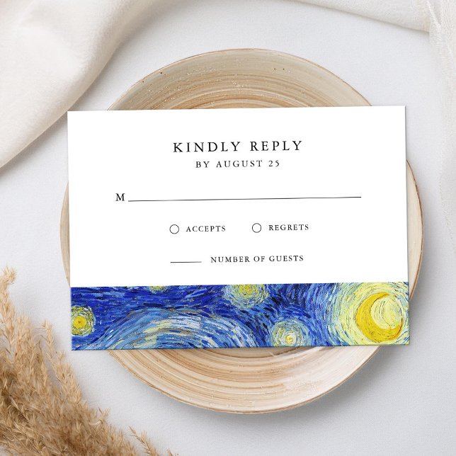 Vincent Van Gogh Starry Night Wedding RSVP Karte (Von Creator hochgeladen)