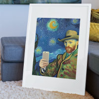 Vincent Van Gogh Starry Selfie Night By Ricaso