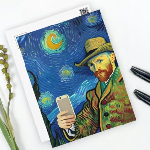 Vincent Van Gogh Sternenhimmel-Selfie-Nacht von Ri Postkarte