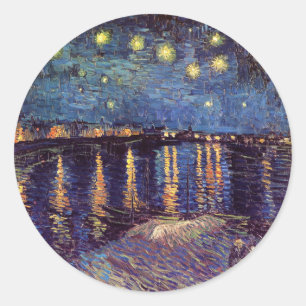 Vincent van Gogh - sternenklare Nacht auf Rhône Runder Aufkleber