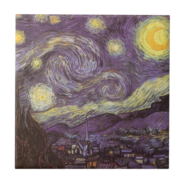 Vincent van Gogh - Sternennacht Fliese (Vorderseite)