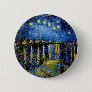 Vincent Van Gogh Sternennacht über der Rhone 1888 Button