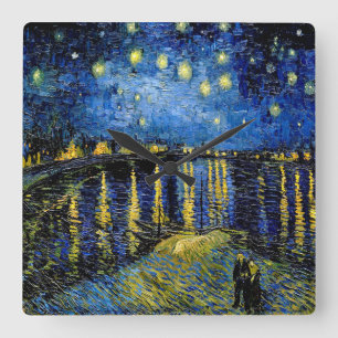 Vincent Van Gogh Sternennacht über der Rhone 1888 Quadratische Wanduhr