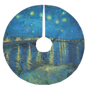 Vincent Van Gogh Sternennacht über der Rhone Polyester Weihnachtsbaumdecke