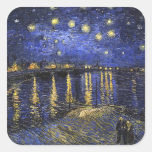 Vincent Van Gogh Sternennacht über der Rhone Quadratischer Aufkleber