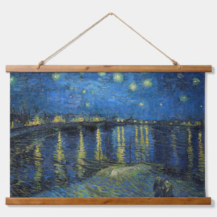 Vincent van Gogh - Sternennacht über der Rhone Wandteppich Mit Holzrahmen