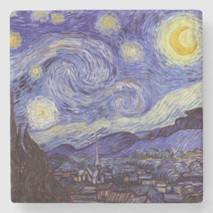 Vincent Van Gogh Sternennacht Vintage-Fine-Art-Kun Steinuntersetzer