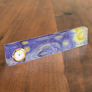 Vincent Van Gogh Sternennacht Vintage Hochkunst Namensplakette