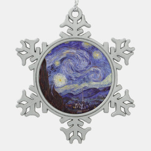 Vincent Van Gogh Sternennacht Vintage Hochkunst Schneeflocken Zinn-Ornament