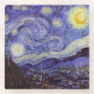 Vincent Van Gogh Sternennacht Vintage Kunst Glasuntersetzer