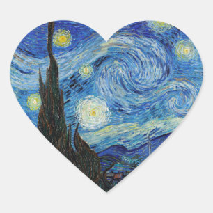 Vincent Van Gogh Sternennacht Vintage Kunst Herz-Aufkleber
