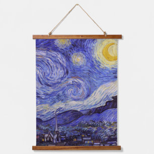 Vincent Van Gogh Sternennacht Vintage Kunst Wandteppich Mit Holzrahmen