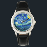 vincent van gogh sternte Nacht Armbanduhr<br><div class="desc">Van Goghs berühmtes Gemälde "The Starry Night". In den 1880er Jahren, als er während seines bleibe am Asyl von Saint Remy bemalt wurde, stellte van Gogh die sanften Hügel und Zypressen dar, die er aus seinem Fenster sah. Digitale Verstärkung durch PixDezines. Copyright © 2008-2016 PixDezines.com™ und PixDezines™ auf zazzle.com. Alle...</div>