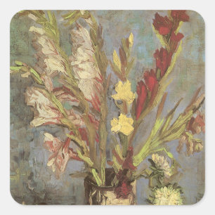 Vincent van Gogh - Still Life Vase mit Gladioli Quadratischer Aufkleber