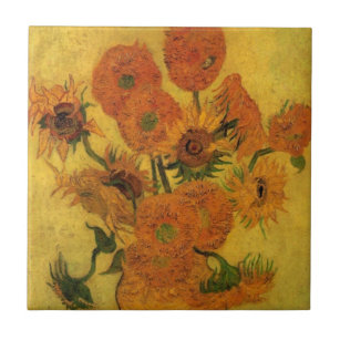 Vincent van Gogh Still Life Vase w 15 Sonnenblumen Fliese