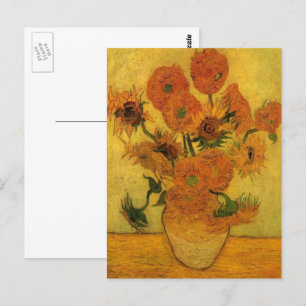 Vincent van Gogh Still Life Vase w 15 Sonnenblumen Postkarte