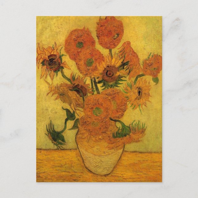 Vincent van Gogh Still Life Vase w 15 Sonnenblumen Postkarte (Vorderseite)