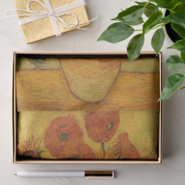 Vincent van Gogh Still Life Vase w 15 Sonnenblumen Seidenpapier (Geschenk)