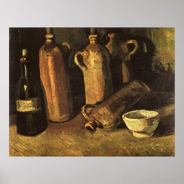 Vincent van Gogh - Stillleben mit 4 Steinflaschen Poster (Vorne)