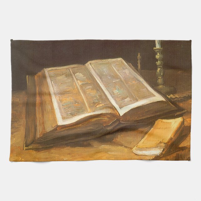Vincent van Gogh - Stillleben mit Bibel Geschirrtuch (Horizontal)