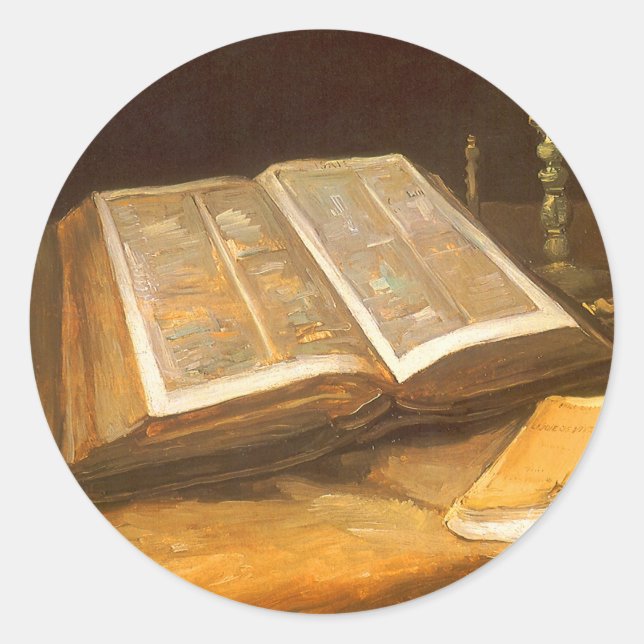 Vincent van Gogh - Stillleben mit Bibel Runder Aufkleber (Vorderseite)
