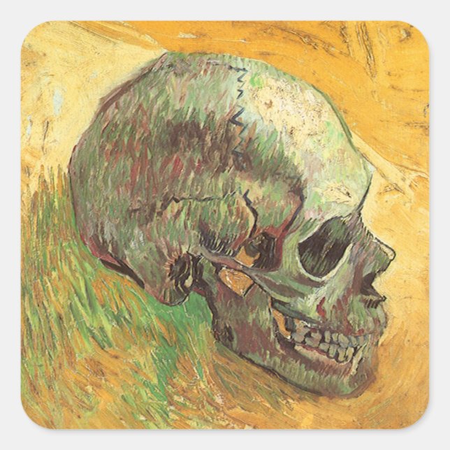 Vincent van Gogh - Stillleben mit Skull Quadratischer Aufkleber (Vorderseite)