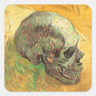 Vincent van Gogh - Stillleben mit Totenkopf Quadratischer Aufkleber
