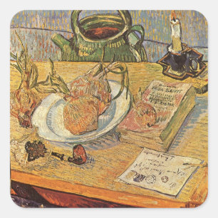 Vincent van Gogh - Stillleben mit Zeichenbrett Quadratischer Aufkleber