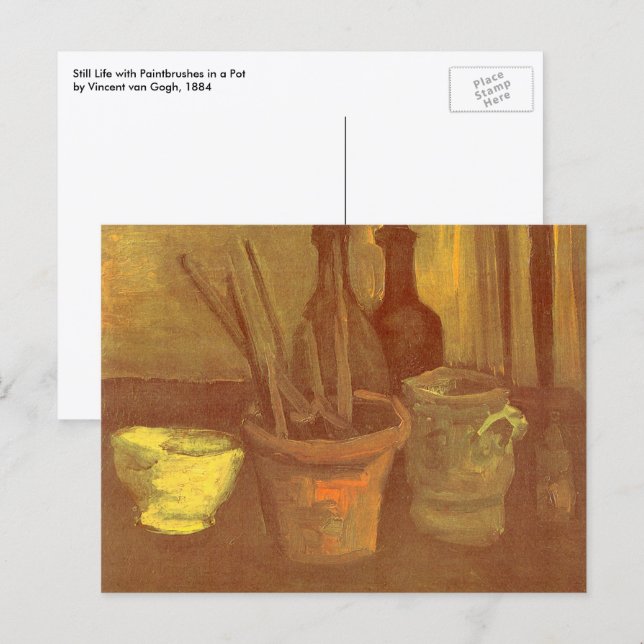 Vincent van Gogh - Stillleben Pinsel in Pot Postkarte (Vorne/Hinten)