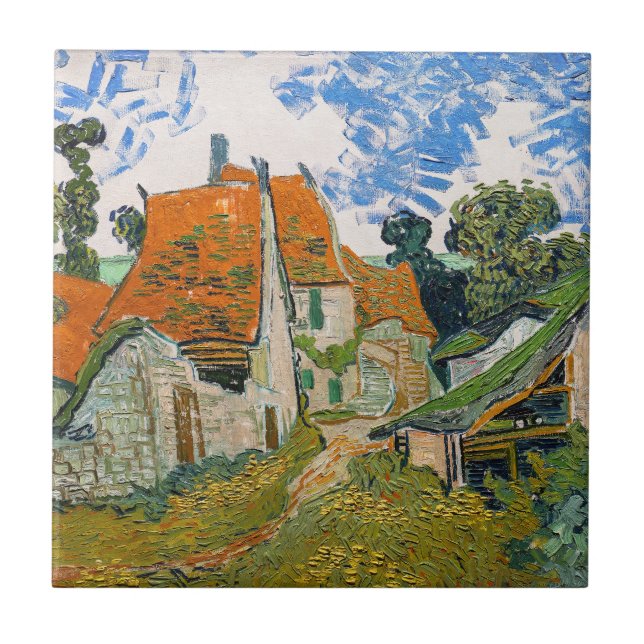 Vincent van Gogh - Straße in Auvers-sur-Oise Fliese (Vorderseite)