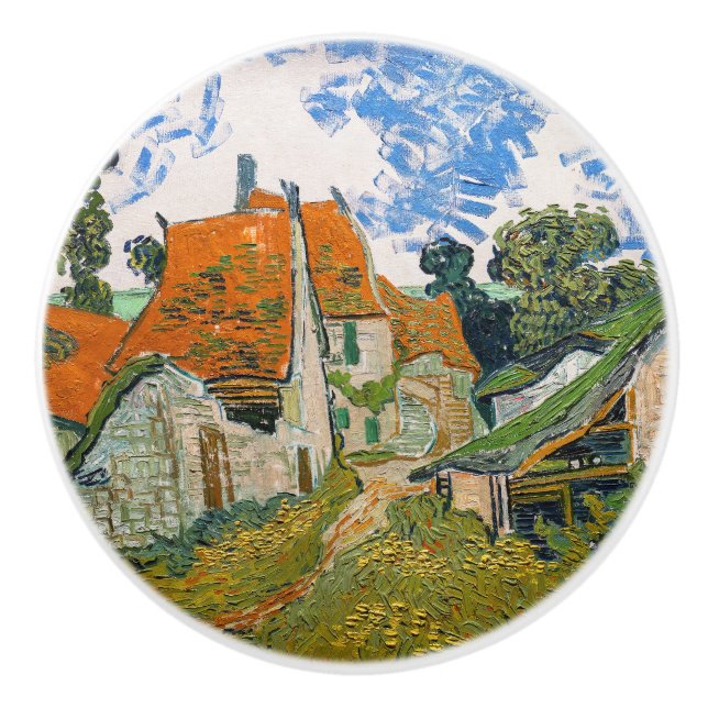 Vincent van Gogh - Straße in Auvers-sur-Oise Keramikknauf (Vorderseite)