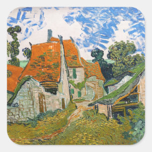 Vincent van Gogh - Straße in Auvers-sur-Oise Quadratischer Aufkleber