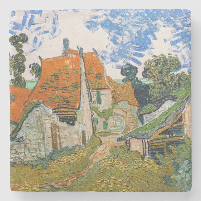 Vincent van Gogh - Straße in Auvers-sur-Oise Steinuntersetzer (Vorderseite)