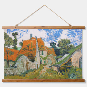 Vincent van Gogh - Straße in Auvers-sur-Oise Wandteppich Mit Holzrahmen