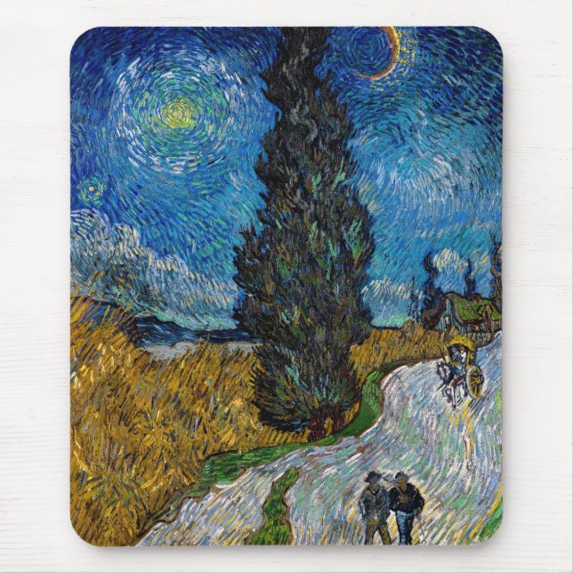Vincent van Gogh - Straße mit Cypress und Star Mousepad (Vorne)