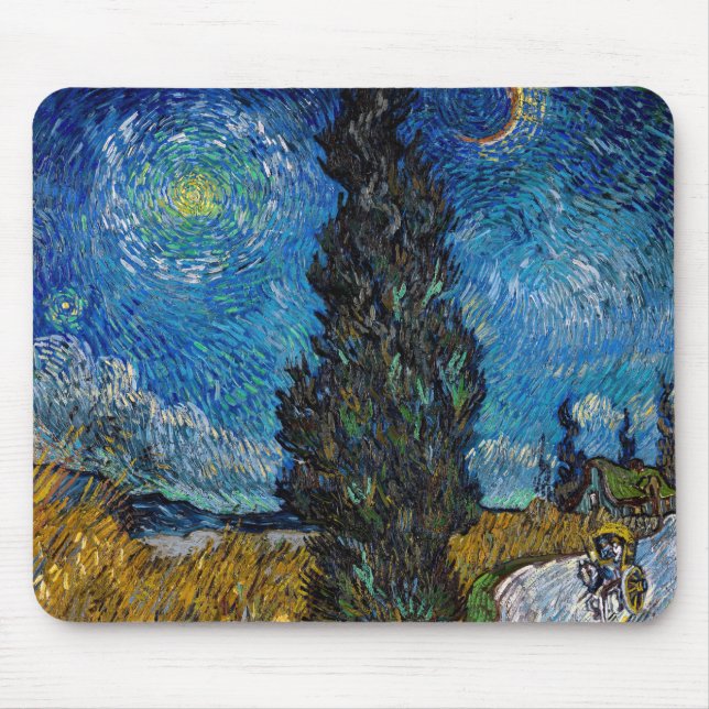 Vincent van Gogh - Straße mit Cypress und Star Mousepad (Vorne)