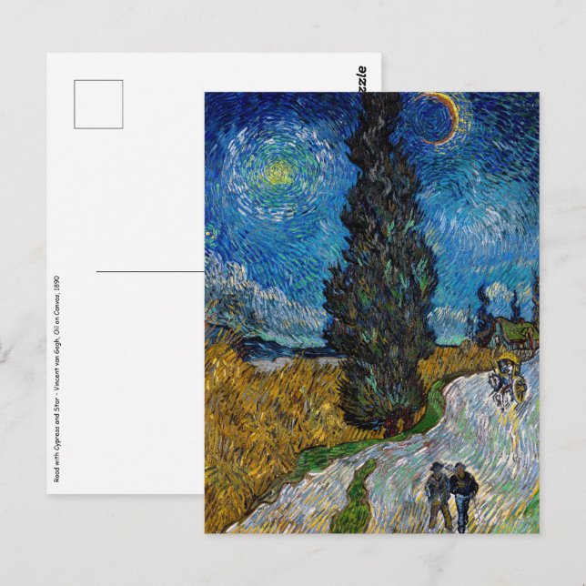 Vincent van Gogh - Straße mit Cypress und Star Postkarte (Vorne/Hinten)