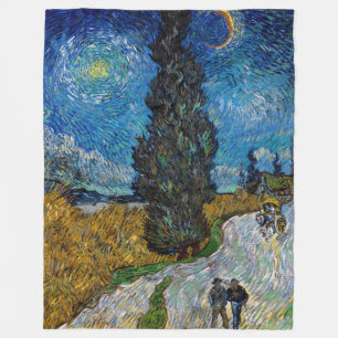 Vincent van Gogh - Straße mit Zypresse und Stern Fleecedecke