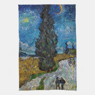 Vincent van Gogh - Straße mit Zypresse und Stern Geschirrtuch
