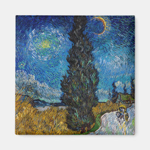 Vincent van Gogh - Straße mit Zypresse und Stern Magnet