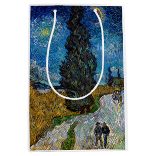 Vincent van Gogh - Straße mit Zypresse und Stern Mittlere Geschenktüte