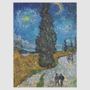 Vincent van Gogh - Straße mit Zypresse und Stern Seidenpapier